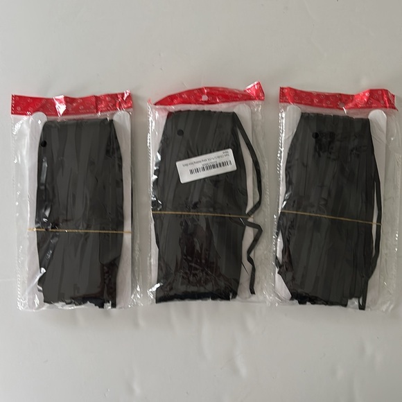 Black Tinsel Foil Fringe Curtain Backdrop Bundle of 3 - Picture 6 of 9